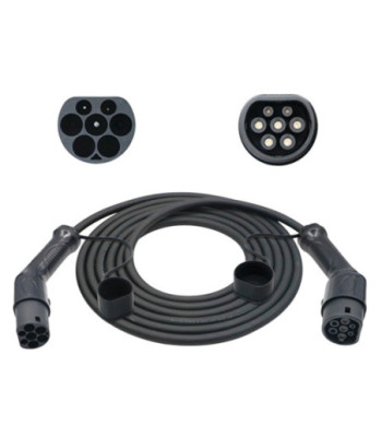 Sinox EV ladekabel mode 3. 32A 1 fase. 5m. Sort