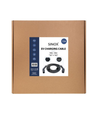 Sinox EV ladekabel mode 3. 32A 1 fase. 5m. Sort