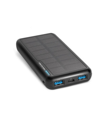 SBS powerbank med solceller. 10.000 mAh. Sort