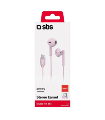 SBS in-ear stereo høretelefoner Studio Mix 65. Lyserød