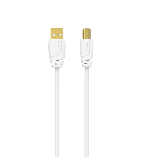 Sinox USB 2.0 printerkabel. 3m. Hvid Sinox USB 2.0 printerkabel. 3m. Hvid
