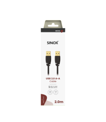 Sinox USB 2.0 kabel. 2m. Sort