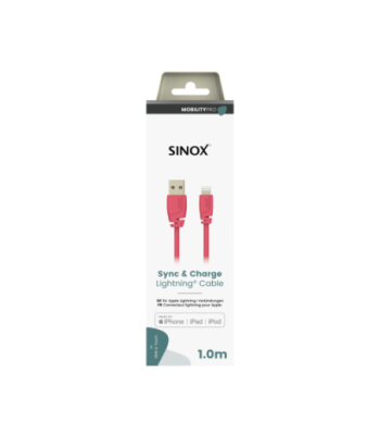 Sinox PRO Lightning kabel m/original Apple chip. 1m. Pink