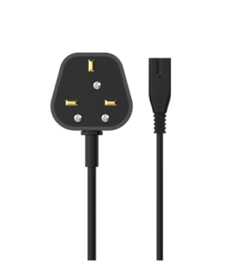 Sinox 8-tals strømkabel med UK stik. 1,5m. Sort