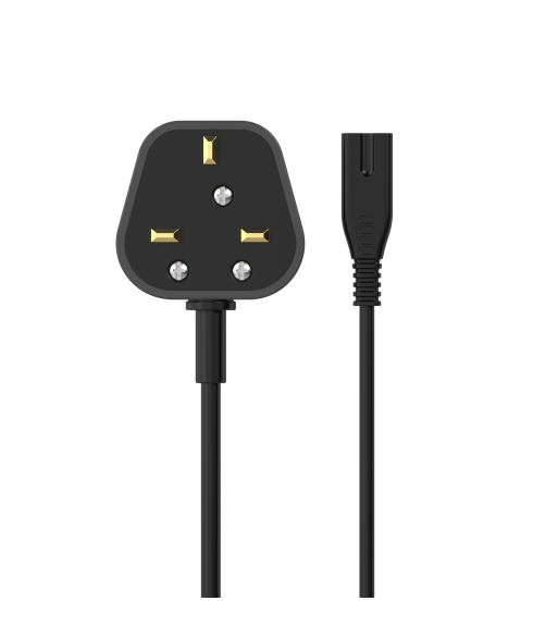 Sinox 8-tals strømkabel med UK stik. 1,5m. Sort