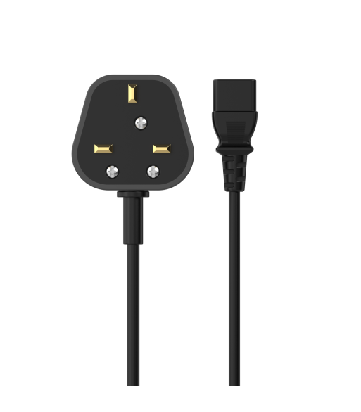 Sinox 3-pin strømkabel med UK stik. 1,8m. Sort Sinox 3-pin strømkabel med UK stik. 1,8m. Sort