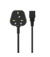 Sinox 3-pin strømkabel med UK stik. 1,8m. Sort