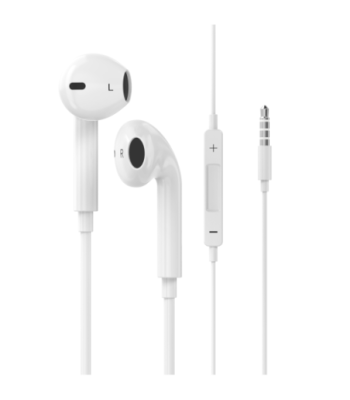 Sinox in-ear høretelefoner 3,5mm med mikrofon. Hvid