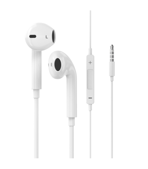 Sinox in-ear høretelefoner 3,5mm med mikrofon. Hvid