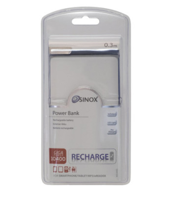 Sinox iMedia Power Bank 10400 mAh. Hvid