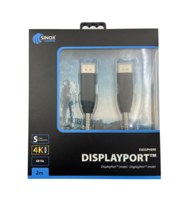 Sinox Gaming DisplayPort kabel. 2m. Stål