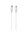 Sinox antennekabel m/Coax og F-stik. 5m. Hvid