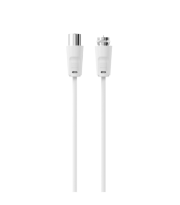Sinox antennekabel m/Coax og F-stik. 2m. Hvid
