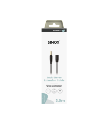 Sinox PRO 3,5mm mini jack forlængerkabel. 3m. Sort