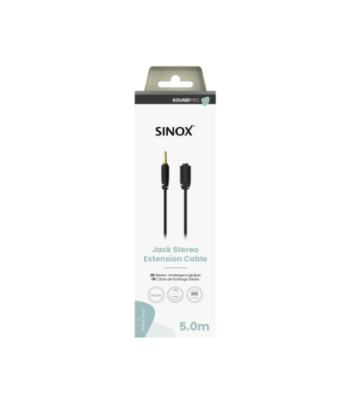 Sinox PRO 3,5mm mini jack forlængerkabel. 5m. Sort