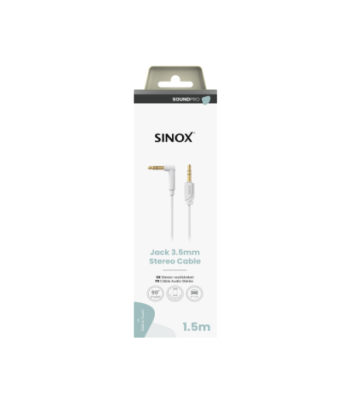 Sinox PRO mini jack kabel med vinkelstik. 1,5m. Hvid