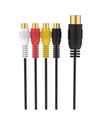 Sinox 5-pin DIN til 4 phono kabel. 0,2m. Sort