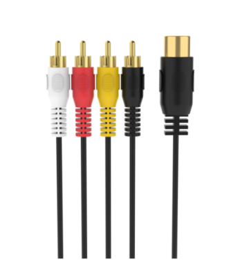 Sinox 5-pin DIN til 4 phono kabel. 1m. Sort
