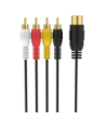Sinox 5-pin DIN til 4 phono kabel. 1m. Sort
