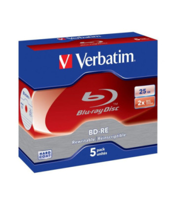 BLU-RAY BD-RE SINGLE LAYER 25GB 2X JEWEL CASE 5 STK