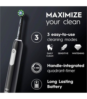 Oral-B Pro1 Black inkl. rejseetui - El-tandbørste