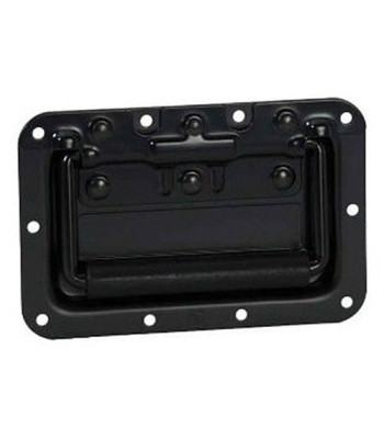 Recessed Sprung Handle medium in Dish black powder-coated 8 mm deep