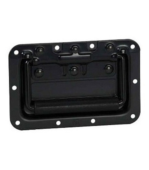 Recessed Sprung Handle medium in Dish black powder-coated 8 mm deep Recessed Sprung Handle medium in Dish black powder-coated 8 mm deep
