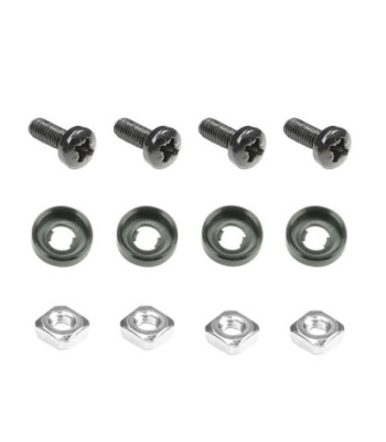 4 x Cross-Head Screw M6 x 16 black with Square Nut M6 and recessed Washer in Bag