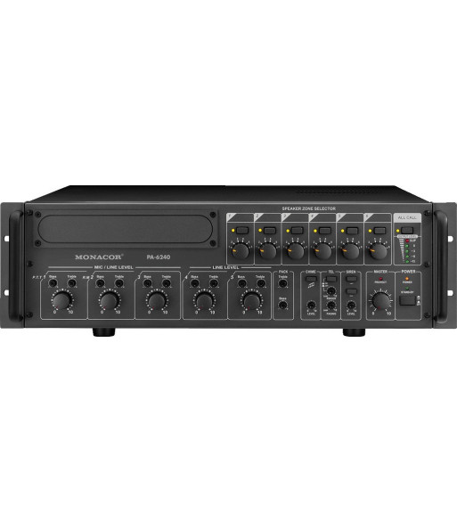 100V zoneforstærker 240Watt - PA-6240 MONACOR 100V zoneforstærker 240Watt - PA-6240 MONACOR