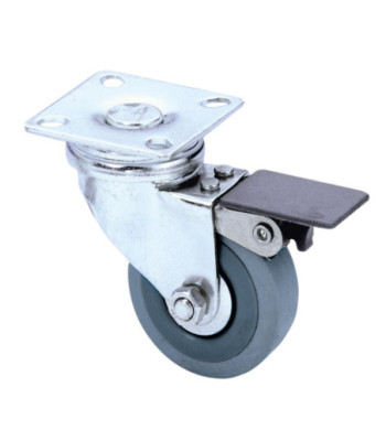 Guitel Swivel Castor 50 mm with Grey Wheel and Brake
