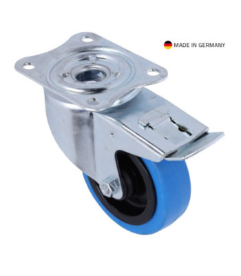 Tente Swivel Castor 100 mm with Blue Wheel and Brake
