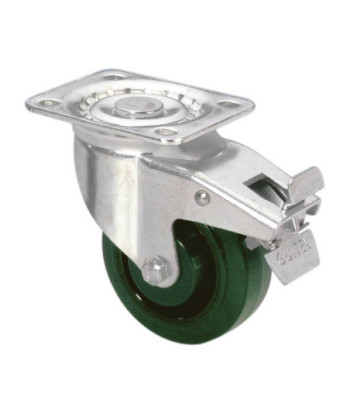 Guitel Heavy Duty Swivel Castor 100 mm with Green Wheel and Brake