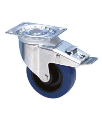Guitel Swivel Castor 100 mm with Blue Wheel and Brake