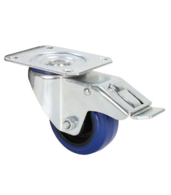 Swivel Castor 80 mm with blue Wheel and Brake