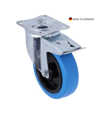Tente Swivel Castor 125 mm with Blue Wheel and Brake