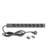 19" Power Strip 1U 8-way with switch & 2 x USB