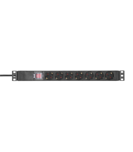 19" Power Strip 1U 7-way with switch & protection cap