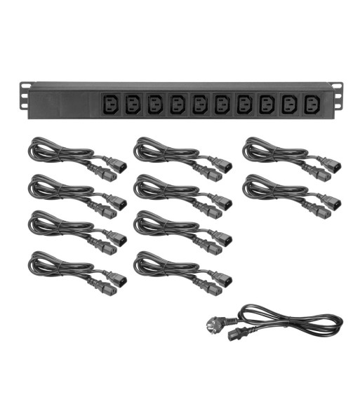 19" Power Strip 1U 10-way with C13 cold device sockets 19" Power Strip 1U 10-way with C13 cold device sockets