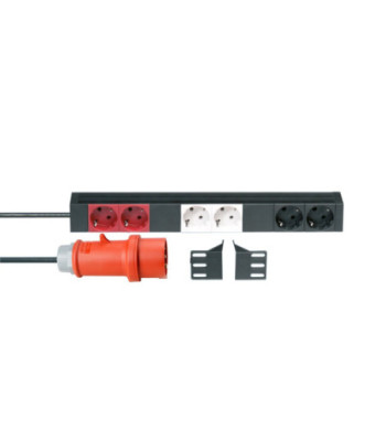 19" Power Strip 1U 6-way with 3 power circuits