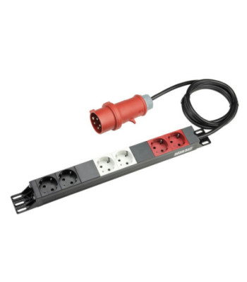 19" Power Strip 1U 6-way with 3 power circuits