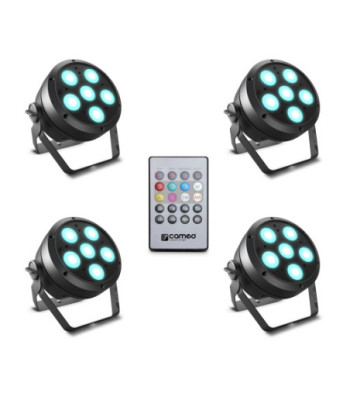 Cameo Set Including 4 x CLROOTPAR6 Incl. IR Remote Control (CLPFLAT1REMOTE)