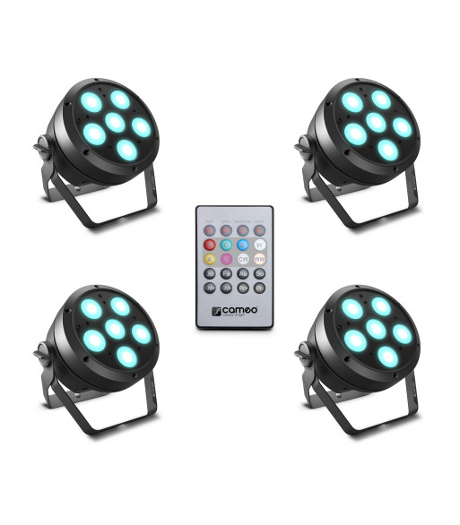 Cameo Set Including 4 x CLROOTPAR6 Incl. IR Remote Control (CLPFLAT1REMOTE)