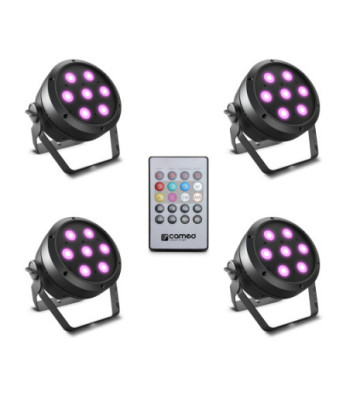 Cameo Set Including 4 x CLROOTPAR4 Incl. IR Remote Control (CLPFLAT1REMOTE)