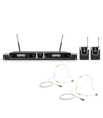 LD Systems Wireless Microphone System with 2 x  Bodypack and 2 x Headset beige