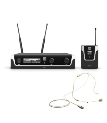 LD Systems Wireless Microphone System with Bodyack and Headset beige - 863 - 865 MHz + 823 - 832 MHz