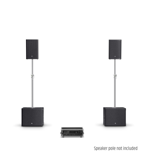 LD Systems 2 x 10" passive PA Speaker + 2 x 15" passive Subwoofer + Amping Rack