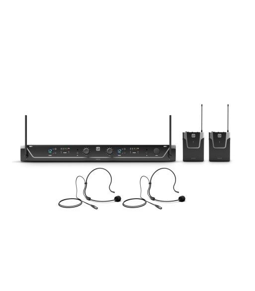 LD Systems Dual - Wireless Microphone System with 2 x Bodypack and 2 x Headset - 863 - 865 MHz + 823 - 832 MHz