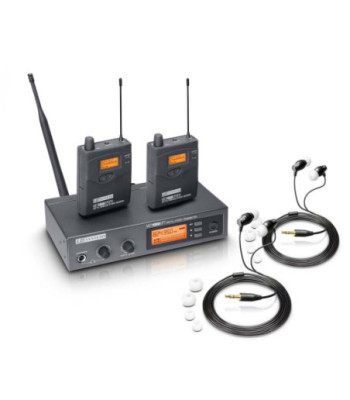 LD Systems Wireless In-Ear Monitoring System with 2 x Belt Pack and 2 x In-Ear Headset - 655 - 679 MHz