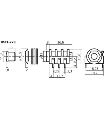Jackbøsning 6.3mm - MZT-223 NEUTRIK