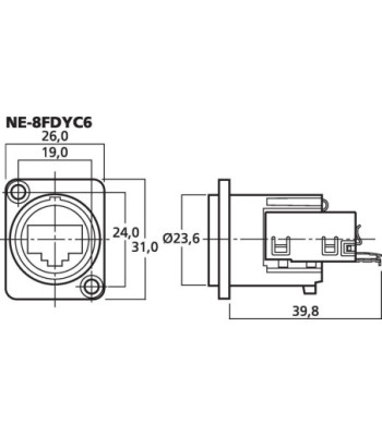CAT6 bøsning IP65 - NE-8FDYC6 NEUTRIK